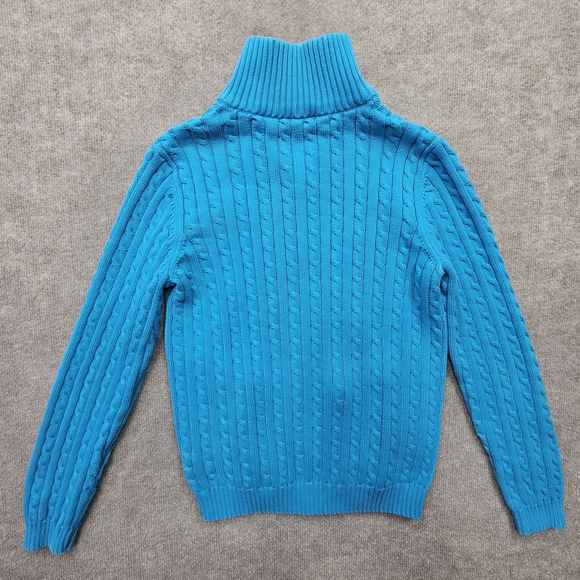 Lauren Ralph Lauren Cable Knit Full Zip Sweater L Blue RL Crest - Picture 11 of 16